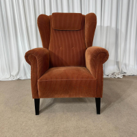 Puhlmann - Sessel Keitum Stoff Velour Coto 02 Orange Füße Schwarz Mit Verstellbarer Lehne Und Nackenkissen - 3