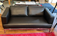 FSM - Sofa Easy Leder A99 Black Schwarz Gestell Metall Hochglanz Verchromt Mit Klappbaren Armlehnen - 4