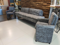 WK Wohnen - Set of 2 chairs with bench WK790/791 fabric B3094 basalt gray - 9
