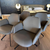 Ronald Schmitt Design - 4er Set Drehssessel Mirella C Leder Toledo Mocca Braun Gestell Metall Schwarz Pulverbeschichtet - 7