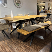 Musterring - Essgruppe MR Tamina Massivholz Geölt Gestell Eisen Schwarz Stoff Aberdeen Stone Grau Inklusive Sitzkissen - 10