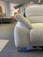 Carina - Ecksofa Modell 1220 Stoff Feincord Silber Grau PG2 Füße Chrom mit Hocker - 9