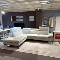 Global - Ecksofa Felipa Stoff Carmen 01 Naturel Weiß Beige Fuß Schwarz Inklusive Relaxfunktion - 2