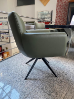 MCA Furniture - 2er-Set Armlehnstuhl XXL Wilson Leder Olive Metall Schwarz - 3