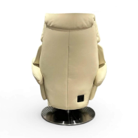 himolla - Sessel 7417 Easy-Swing Leder Longlife Auster Creme Tellerfuß Metall Edelstahloptik Inkl. 2-Motorische Aufstehhilfe - 7