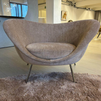Molteni & C - Sessel Fauteuil Gio Ponti Stoff Wien Cipria Braun Füße Schwarzchrom - 4