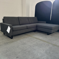 COR - Ecksofa Conseta Stoff 8160 Schwarz Grau Metallkufen P120 Pulverbeschichtet Schwarz Mit Filzgleiter - 8