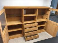 Kaiserleisten - Highboard Verona Kernbuche Massiv Natur Geölt Metallgriffe mit 2 Glastüren - 5