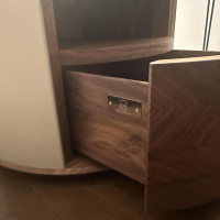 YOMEI - Nachtkonsole S100 Korpus Leder Taupe Beige Front Und Schublade Nussbaum - 6