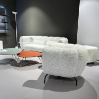 Brühl - Sessel Magnolia Stoff 6450 49 Weiß Grau Gestell Metal Schwarz Lackiert - 6