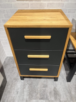 Natura - Schubkastenkommode Wiliston Eiche Geölt Front MDF Gun Metal Schwarz - 2