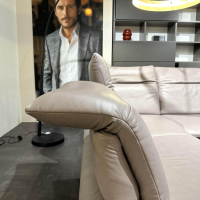 himolla - Ecksofa 1808 Leder 31 Longlife Eisen Grau Braun Metallkufe Anthrazit - 2