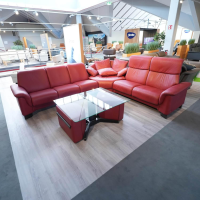 Stressless - Ecksofa Paradies Leder Paloma Cherry Rot Fuß Buche Wenge Schwarz Mit Kissen Und Couchtisch - 6