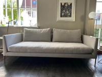 COR - Sofa Pilotis Stoff 120 Beige Füße Chrom mit 2 Rückenkissen - 2
