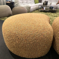 KFF - Sessel Gaia Divano Piccolo Stoff Jab Fluffy JA 2096 Braun Beige Drehgestell Metall Inklusive Hocker Und Kissen - 4