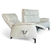 himolla - Trapezsofa 4867 Leder 33 Longlife Soft Bianco Creme Kufe Metall Mit Elektrischer Verstellung - 7