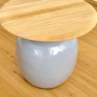 Gloster - Beistelltisch Blow Low Platte Teak Gestell Keramik Glasiert Smoke Grau - 6