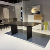 Draenert - Esstisch Atlas 1280 ll Platte Mooreiche Gebeizt Wangenfuß Aluminium Bronze Eloxiert Mit Integrierter Schwenkplatte - 4