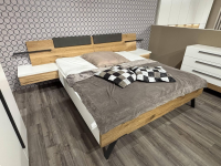 Thielemeyer - Schlafzimmer Zano Lack Weiß Absetzung Balkeneiche Gehackt Metall Schwarz - 2