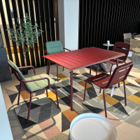 Weishäupl - Essgruppe Outdoor Vapio Metall Aluminium Beere Rot Pulverbeschichtet Inklusive Polster Schilfgrün - 6