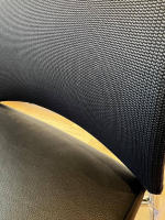 Bacher - 4er-Set Stuhl Bow Sitz Leder Schwarz Rücken Strickstoff Schwarz Anthrazit Gestell Chrom Hochglanz - 3