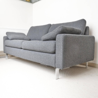 COR - Sofa Conseta Bezug Stoff 5010 Anthrazit Schmalfuß Chrom Bodenfrei Inklusive 2 Kissen - 5