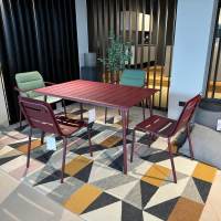 Weishäupl - Essgruppe Outdoor Vapio Metall Aluminium Beere Rot Pulverbeschichtet Inklusive Polster Schilfgrün - 5