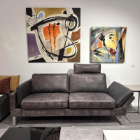 Gehlenborg Sitzmöbel - Sofa Living Fiedler Leder Saddle Black Schwarz Metallkufe Flach Gebürstet Inklusive Kopfstütze - 8