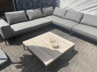 Gloster - Gartengruppe Grid Stoff Cameron Granite Grau Gestell Aluminium Meteor Schwarz Pulverbeschichtet Mit Ablage Und Couchtisch - 4