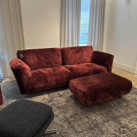 Edra - Sofa Grand Soffice Stoff 8214 57 Soft Nest Rot Polsterung Gellyfoam Und Daune Inklusive Hocker - 5