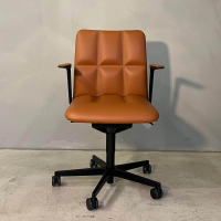 Walter Knoll - 4er Set Stuhl Leadchair Management Leder Napoli Cognac Braun Gestell Schwarz Matt Pulverbeschichtet Füße Rollen Schwarz - 5
