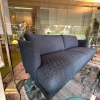 Bielefelder Werkstätten - Sofa Polo Living Stoff Chivasso Cape Town CH2998 083 Mittelblau Füße Nussbaum - 6