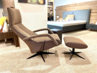 Contur - TV Sessel Senza SZ 032 Stoff Reno Melangegarn Cognac Anthrazit Braun Gestell Schwarz Inklusive Hocker - 2