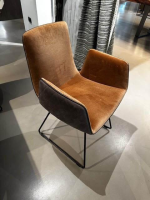 Freifrau - 6er-Set Stuhl Amelie High Sitz Stoff Harald 3 343 Rot Orange Rücken Leder Muscat Coffee Braun Gestell Draht Tiefschwarz - 3