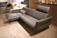 himolla - Ecksofa 1928 Leder 24 Longlife Aqua Grau mit Kopfstütze und 1 Nierenkissen - 6