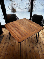 Weishäupl - 2er-Set Stuhl Denia Untergestell Grau mit Tisch Teak Massiv - 3