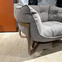 Cierre - Lounge Sessel Donald Leder 5 Nabuk 97 Tortora Braun Grau Gestell Canaletto Walnuss Gebleicht - 3