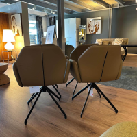 Ronald Schmitt Design - 4er Set Drehssessel Mirella C Leder Toledo Mocca Braun Gestell Metall Schwarz Pulverbeschichtet - 2