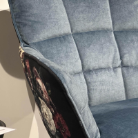 Freifrau - Sessel Marla Easy Chair High Rücken Stoff Gobelin Eden Blumenmuster Sitz Stoff Smart Arctique 05 Blau Mit Hocker - 4