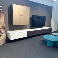 Spectral Smart Furniture - TV Kombination Ameno Korpus Lack Black Schwarz Front Glas Metallic Bronze Und Stoff Carbon Glas Snow Weiß - 4