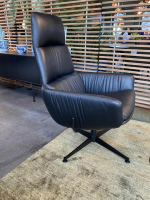 KFF - Sessel Faye Casual Leder Sauvage Schwarz 5 Sternfuß Metall Schwarz Inklusive Hocker - 3