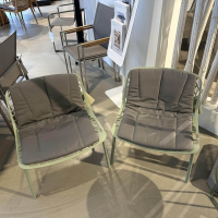 Fast - 2er Set Lounge Sessel Forest Aluminium Tea Green Grün Pulverbeschichtet Mit Sitzkissen Grau - 5