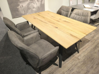 Niehoff - Essgruppe Taiga Tappas Sessel Stoff Aberdeen Anthrazit Gestell Eisen Schwarz Tisch Balkeneiche Natur Massiv - 6