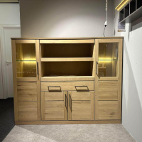 Garthaus - Highboard Genf Wildeiche Massiv Bianco Griffe Rohstahl Mit Beleuchtung - 2