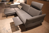 himolla - Ecksofa 1928 Leder 24 Longlife Aqua Grau mit Kopfstütze und 1 Nierenkissen - 8