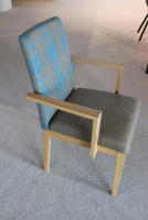 Schösswender - Eckbankgruppe Stoff Happ Uni Beige Karo Türkis Kernbuche Natur Tisch 2 Stühle Eckbank - 11