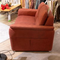 OrthoSedis - Polstergarnitur Stoff Ares Bordeaux Rot Fuß Aluminium Poliert Inklusive Kissen - 5