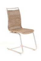 Lavida - 4er Set Freischwinger Jenny Mit Edelstahlgriff Macchiato Braun Beige Untergestell Rundrohr Edelstahl - 2