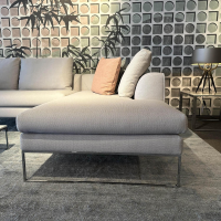 COR - Ecksofa Mell Lounge 48213 Stoff 10064 Chalk Grau Metallgestell Verchromt Inklusive Kissen - 6