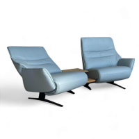 himolla - Trapezsofa 4905 Lounger Leder Longlife Rustika Sky Blau Metallkufe Anthrazit Pulverlackiert Mit Elektrischer Verstellung - 6
